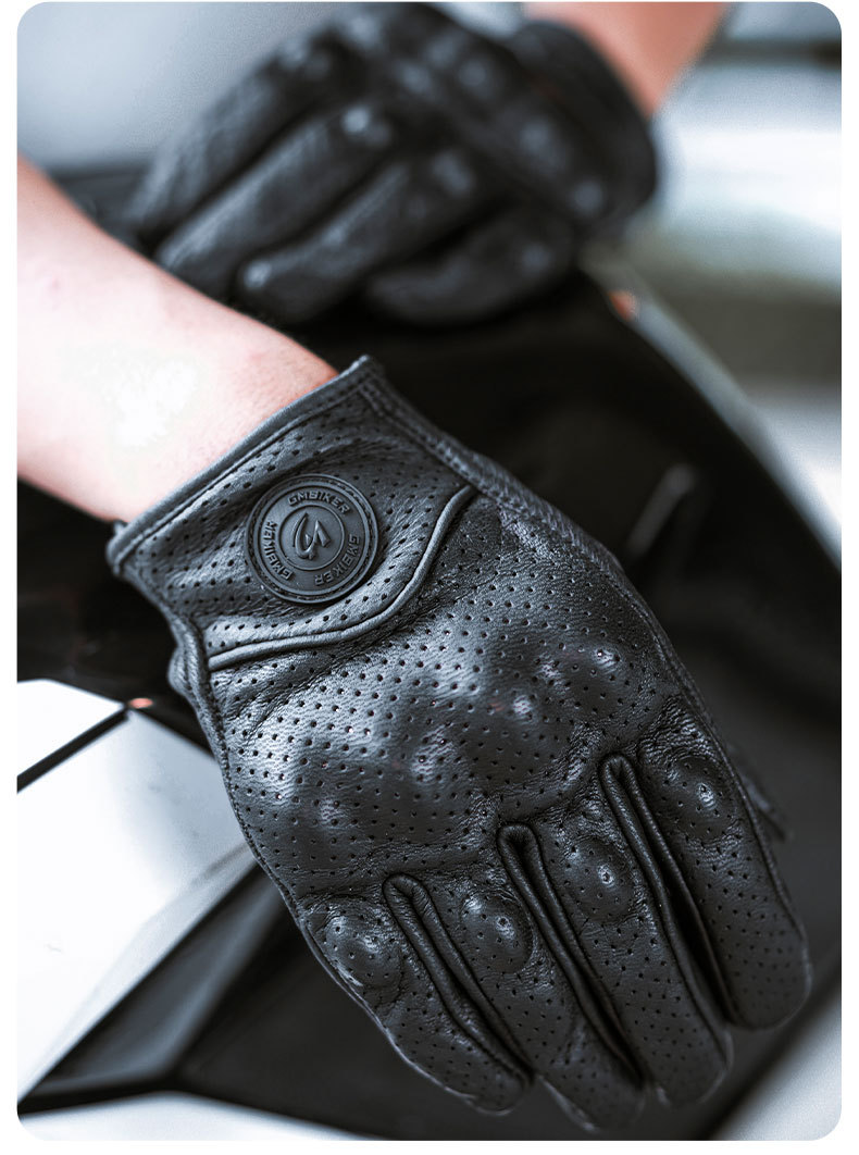 Motorcycle Riding Gloves Genuine Leather Sheepskin Half-Finger Breathable Retro Cruising Harley Rider Motorcycle Gear Spring and Summer Season