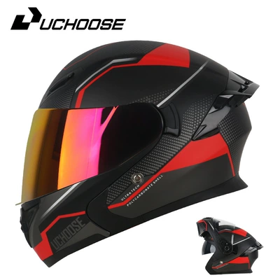 Motorcycle Safety Supplies Helmet with Bluetooth Safety - quark-gold-plated-red-comes-with-transparent-mirror-bluetooth-headset-m