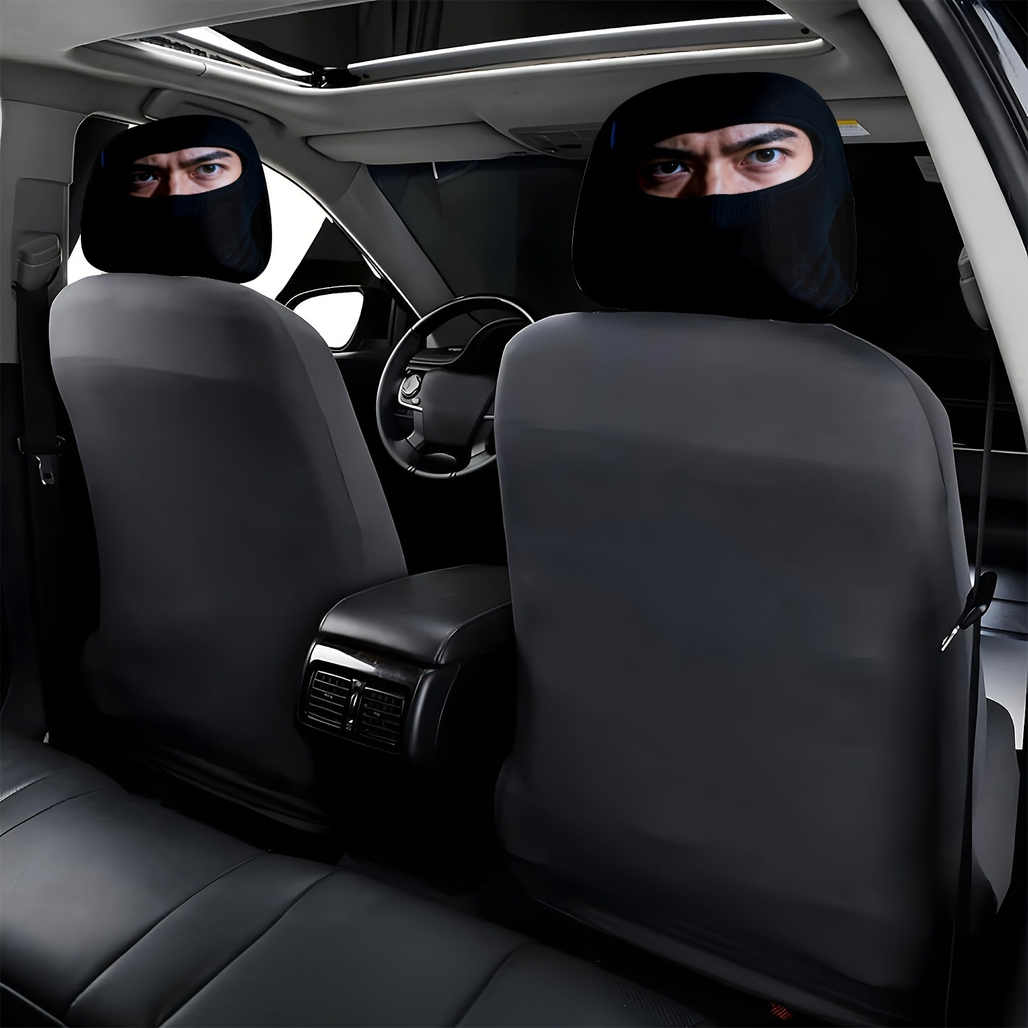 Car Headrest Cover with a Cold Mask Print of Mysterious Eyes, Can Be Customized with Labels and Drop-Shipped, Made from Your Provided Image, a Cross-Border Hot Item