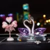 Deluxe purple swan+diamond -set heart ball+petal pads follow