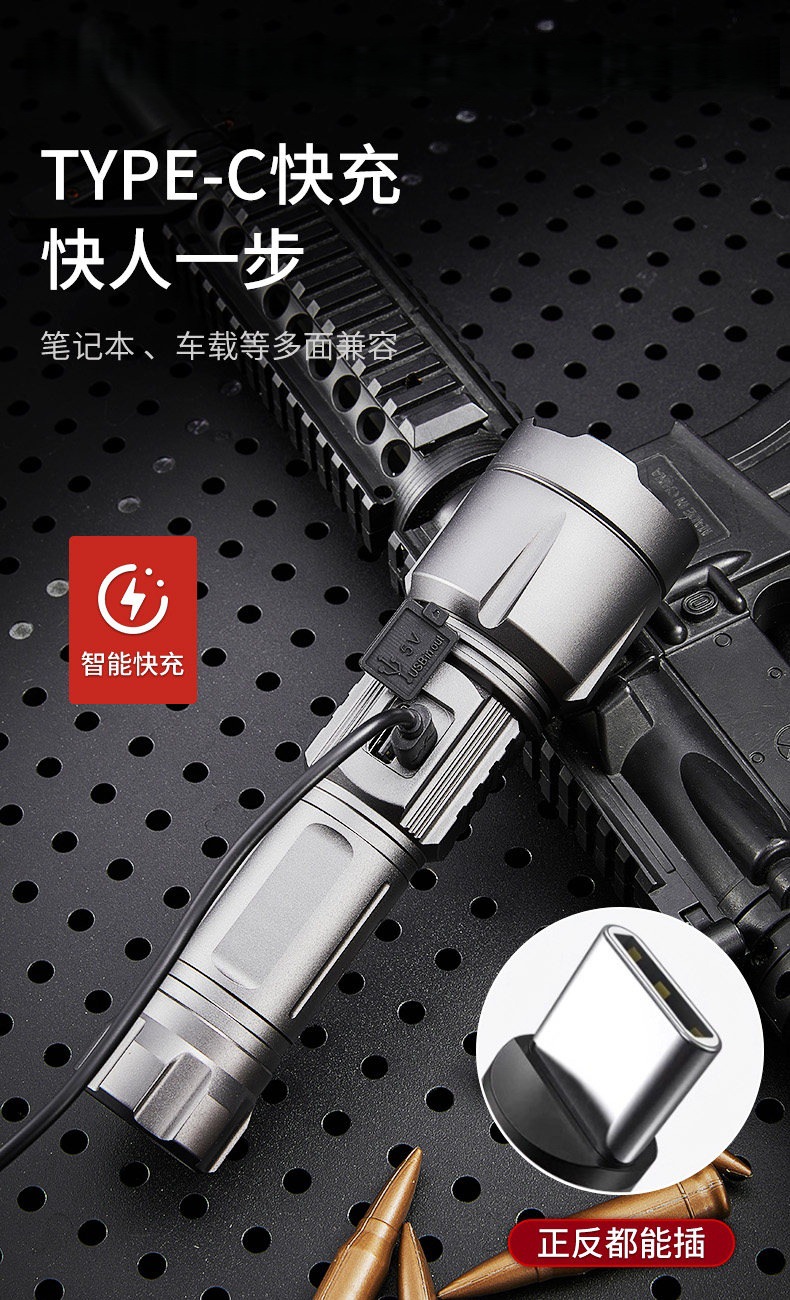 Flashlight with Strong Light, Rechargeable, Outdoor Use, Ultra-Bright, Long-Range, 2026 New Model, Large Capacity, Laser, Ultra-Long Battery Life