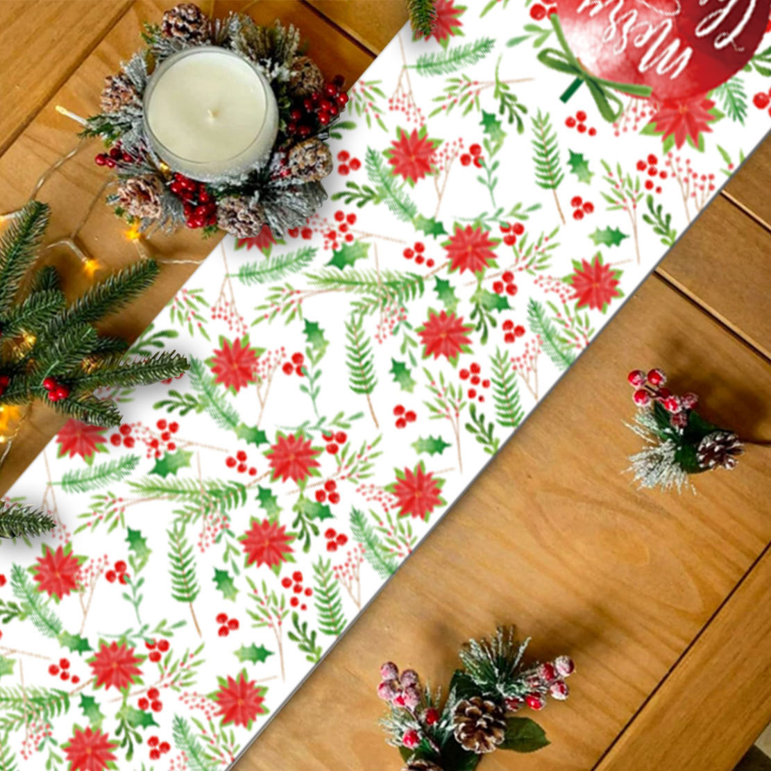  Joulupöytäjalkakoristelu kodin keittiön pellava pöytäliina Joulupöytäliina _voghion.com