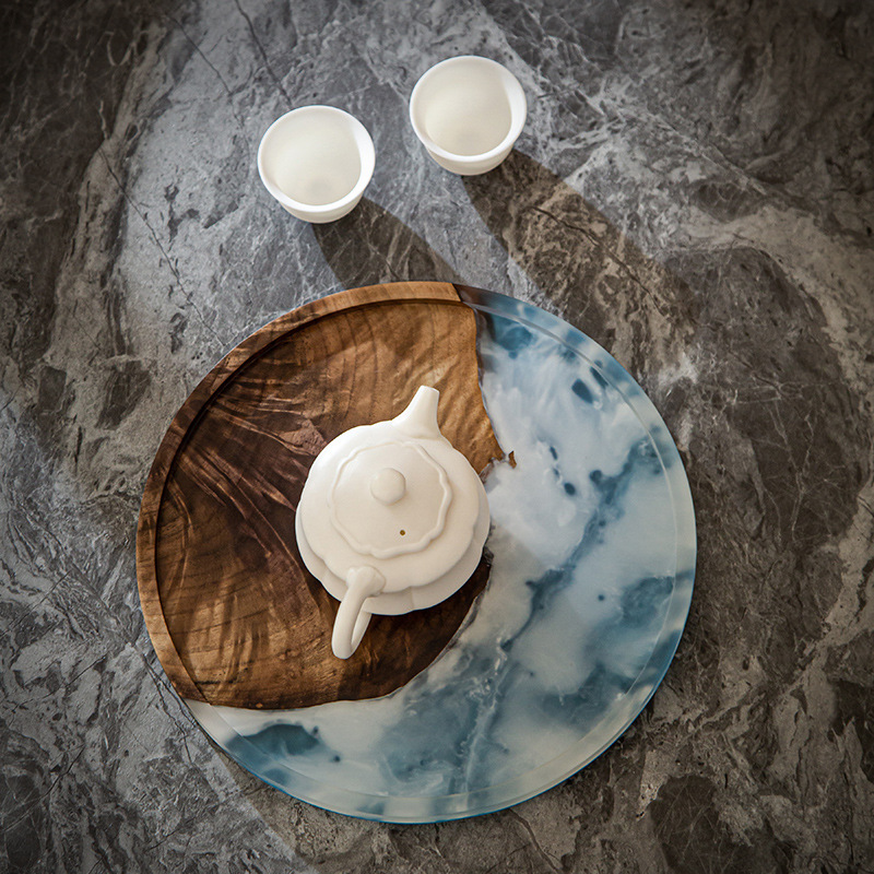 Bandeja de resina de nogal negro transfronteriza bandeja de té de madera rectangular plato de fruta de madera maciza bandeja de madera mesa de té bandeja de burbujas secas