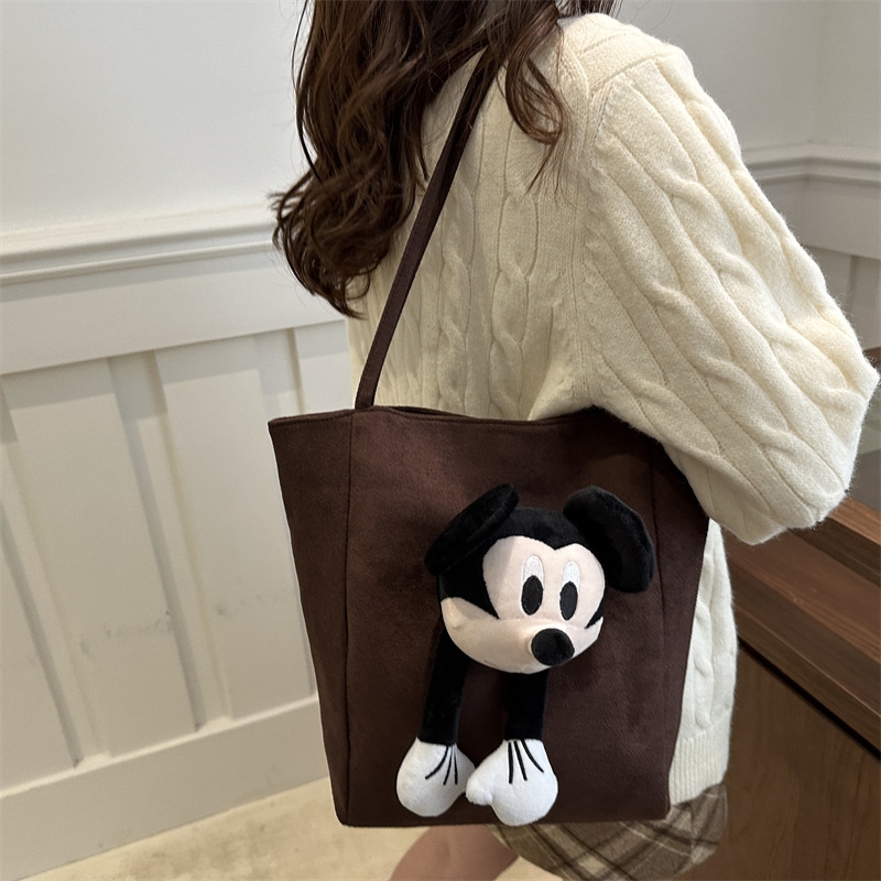 Bolso de hombro de moda simple de dibujos animados para mujeres 2024 invierno nuevo estilo coreano de gran capacidad lindo bolso de nylon