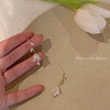 Universal earrings, fashionable silver needle from pearl, flowered, silver 925 sample