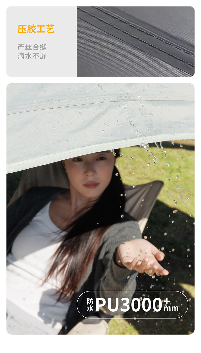 Sunnyfeel Outdoor Swallowtail Thickened Black Vinyl Canopy for Lazy Camping, Rainproof and Sunshade Tent