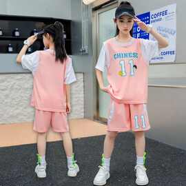 2025新款洋气速干衣女童夏装运动服中大童夏季套装学生篮球服套装