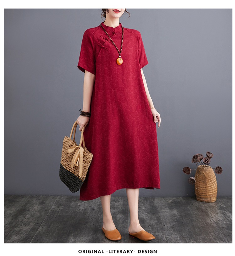 Plus-size Linen Muslim Dress With Button-up Detail And Vintage Style_voghion.com