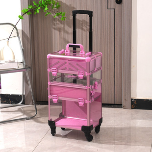 Customized Acrylic Trolley Makeup Box Multi-Layer Multi-Functional Stackable Environmentally Friendly Design Beauty Manicure Tattoo Embroidery Aluminum Box