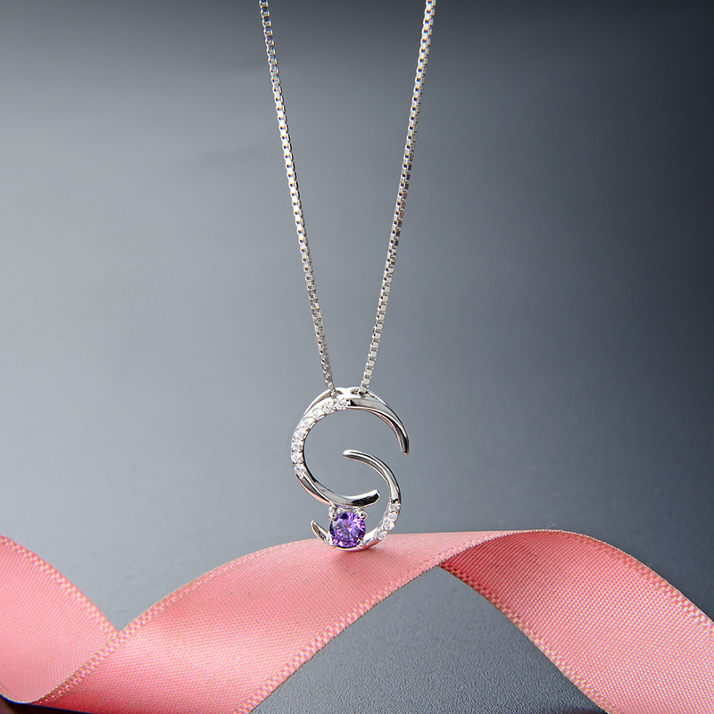 Verano coreano no se desvanece 925 collar de plata esterlina mujer sensación de alta calidad universal estrella y luna cadenas de clavícula joyas transfronterizas al por mayor