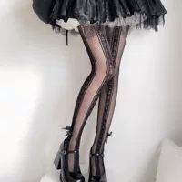 Сетчатые колготки, lolita стиль, чёрные с бантом, летние тонкие, one size