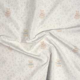 褶皱泡泡纱布料布匹羽绒服小熊数码印花全涤面料棉服面料童装女装