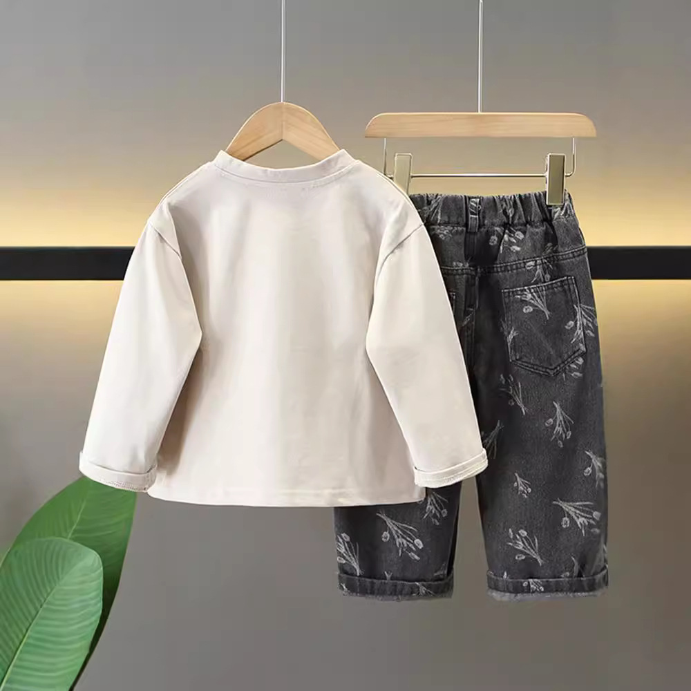 6339 Traje de otoño para niños 2025 nuevo estilo rufián guapo ropa para niños pequeños y medianos ropa casual de primavera y otoño marea de niños