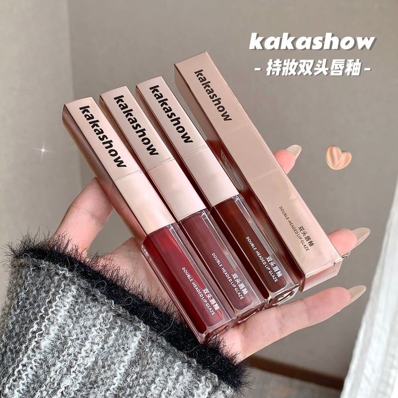 kakashow ロングラスティング双頭リップグレーズマットミラーウォーターライトテクスチャソフトミストリップスティック兼用リップグレーズリップグロス|undefined