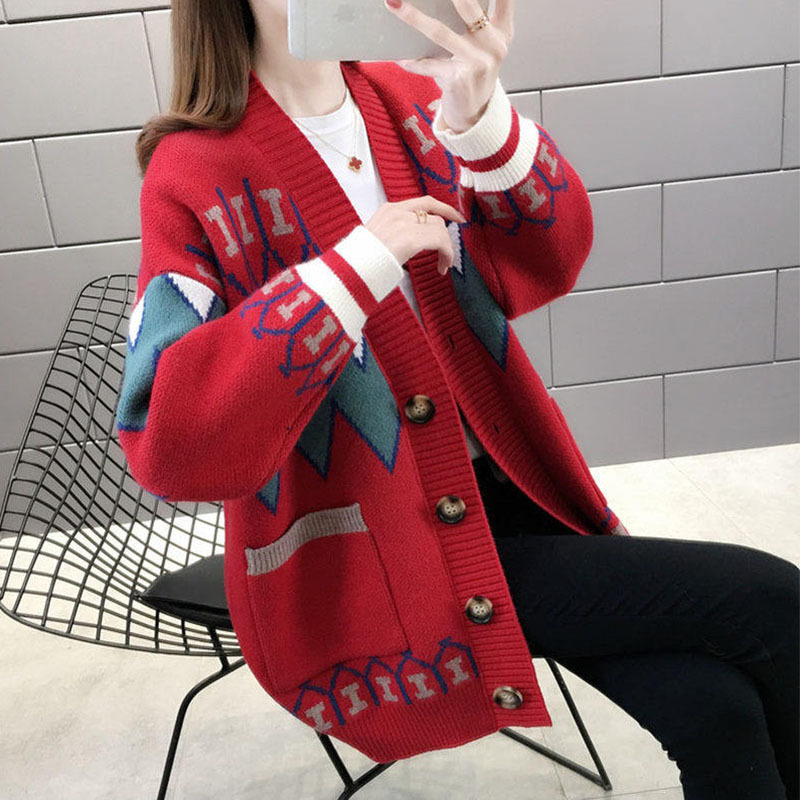 セーターのコートの女性と春秋の新型の色合わせの短いニットのカーディガンはゆったりとしています。|undefined