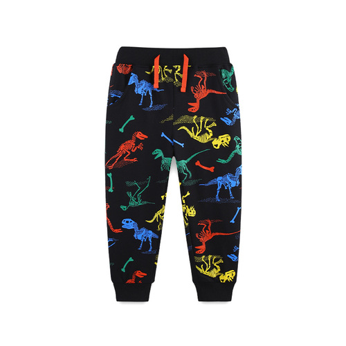 Autumn New Children's Sport Pants Western Style Fashion Boys Long Pants Dinosaur Cartoon Print Middle and Small Children's Ankle Pants