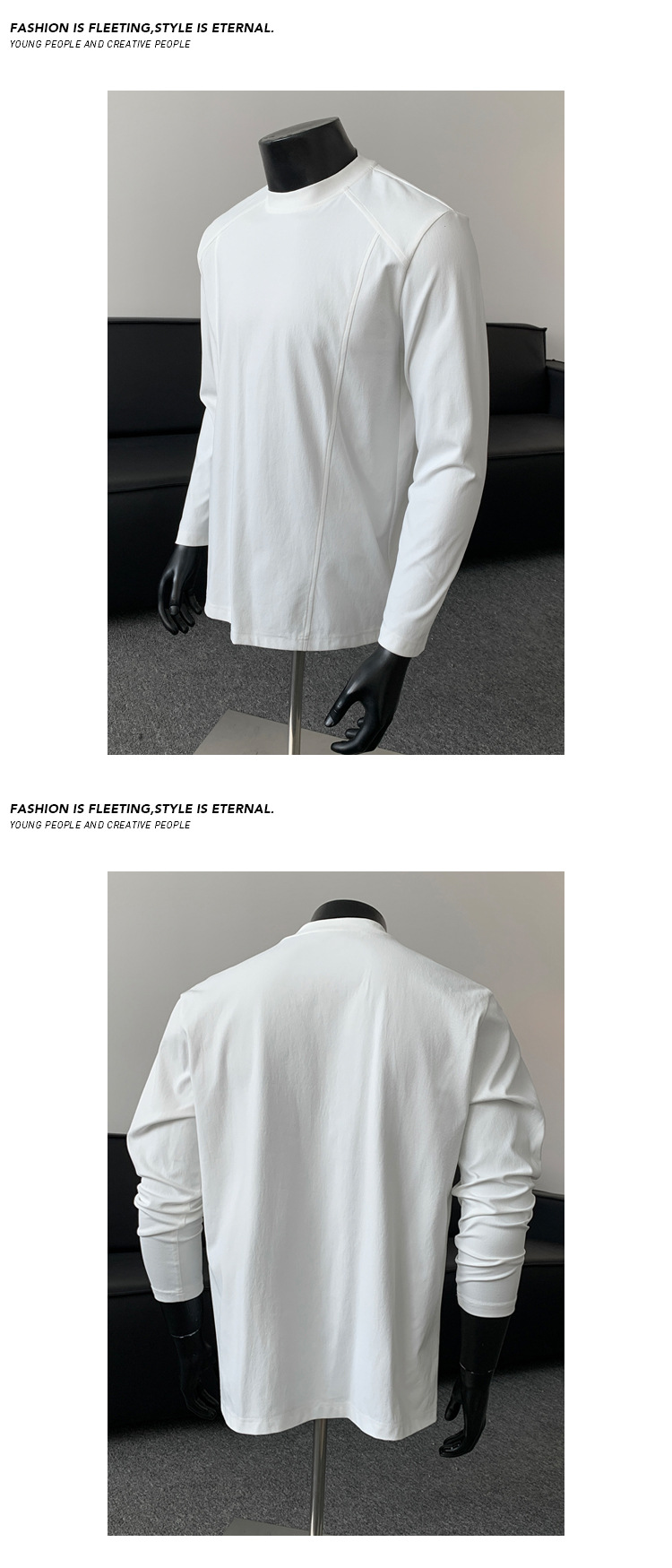 White Oversized Crewneck Sweatshirt For Men Autumn Cleanfit Style_voghion.com