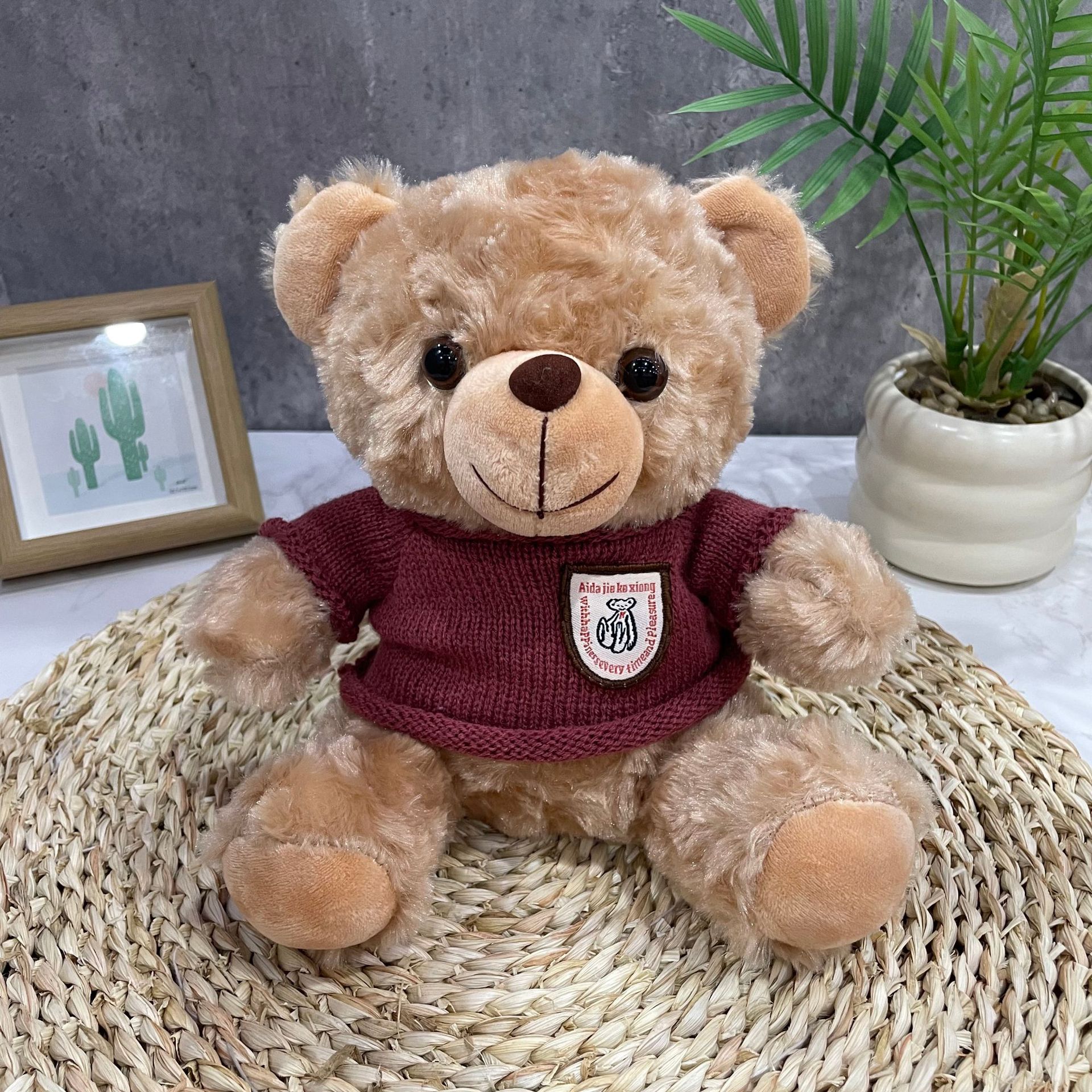 Teddy Bear se puede imprimir LOGO evento de vacaciones muñeca regalo para el hogar adornos de escritorio abrazar juguetes de peluche