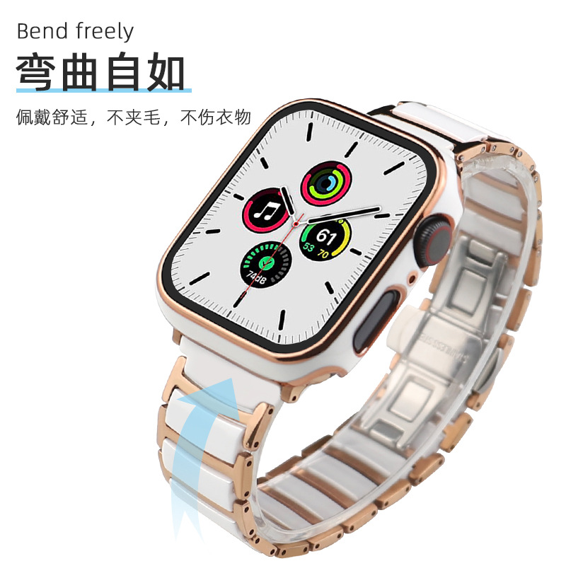 For apple Watch iwatch7 Strap Ceramic Women's apple Watch 654321 Generation se Metal Strap