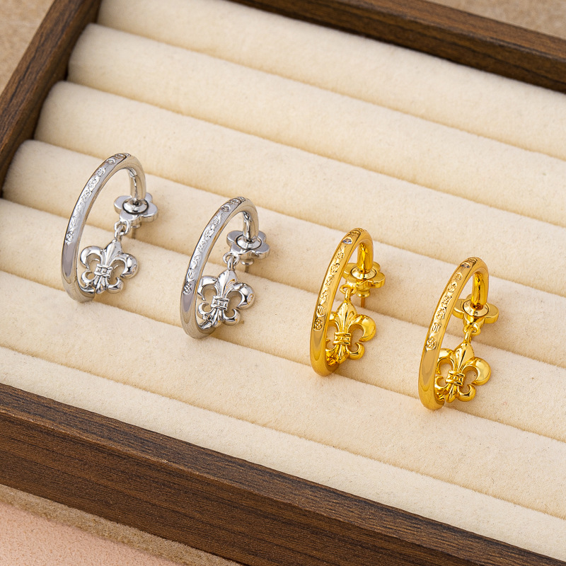 New Fashion Design Iris Flower Pendant Earrings, High-End Dual-Wear Commuter Earrings, Versatile and Elegant Women's Diamond-Studded Ear Hoops