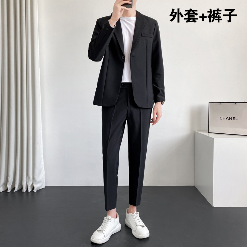 블랙 투피스 수트(탑+바지)