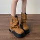 Black Explosions Motorcycle Slim Height Increasing Thick Bottom Martin Boots Women's 2024 New Autumn Trousers Boots Small Boots