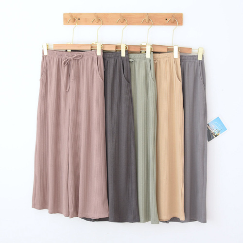 Thread wide-leg pants for women, home pants, summer thin 9/10 pants, multi-color morning exercise pants, suitable for young, middle-aged, elderly, and large sizes