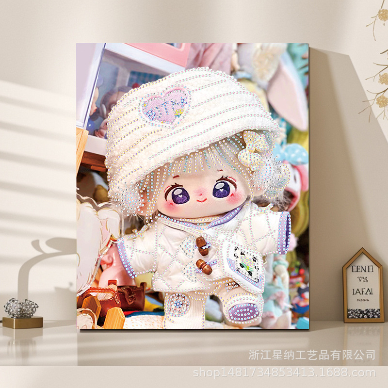 Pegatinas de diamantes calientes diy muñecas de algodón hechas a mano pintura de diamantes pintura de diamantes ventas directas de fábrica pegatinas de pintura de mampostería con marco