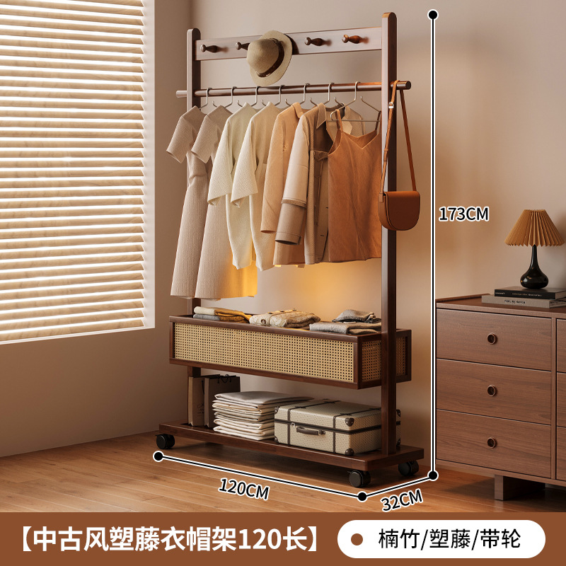 Percha de ropa vertical móvil doméstica para el piso del dormitorio que no ocupa espacio para organizar y almacenar un estante de almacenamiento integral