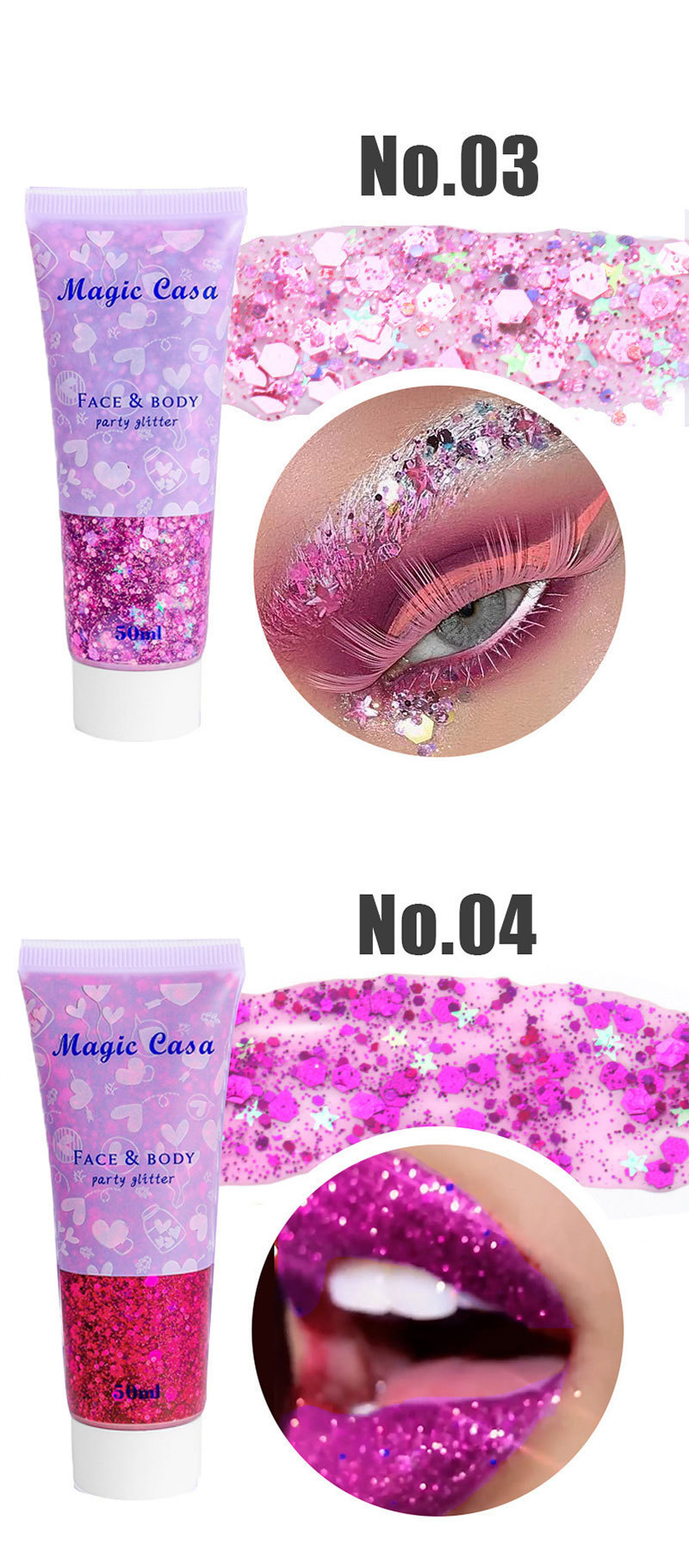 MAGIC CASA Mermaid Scale Sequin Gel Facial Body Lip Sequin Eyeshadow Dazzling Polarized Stage Makeup undefined