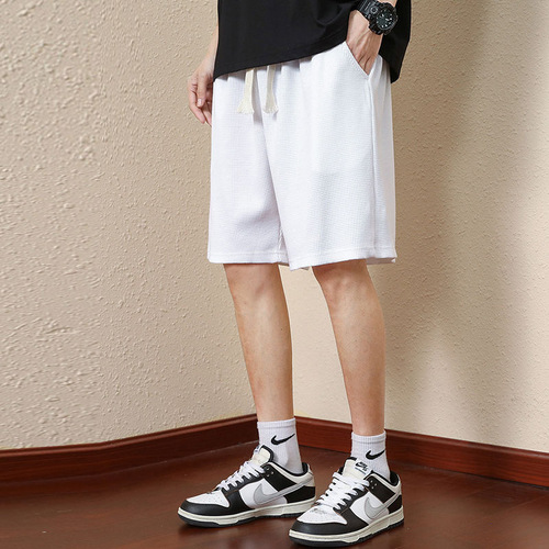 Waffle Short Men's Summer Outerwear Loose Breathable Thin Basketball Sports Five-Pocket Pants for Summer