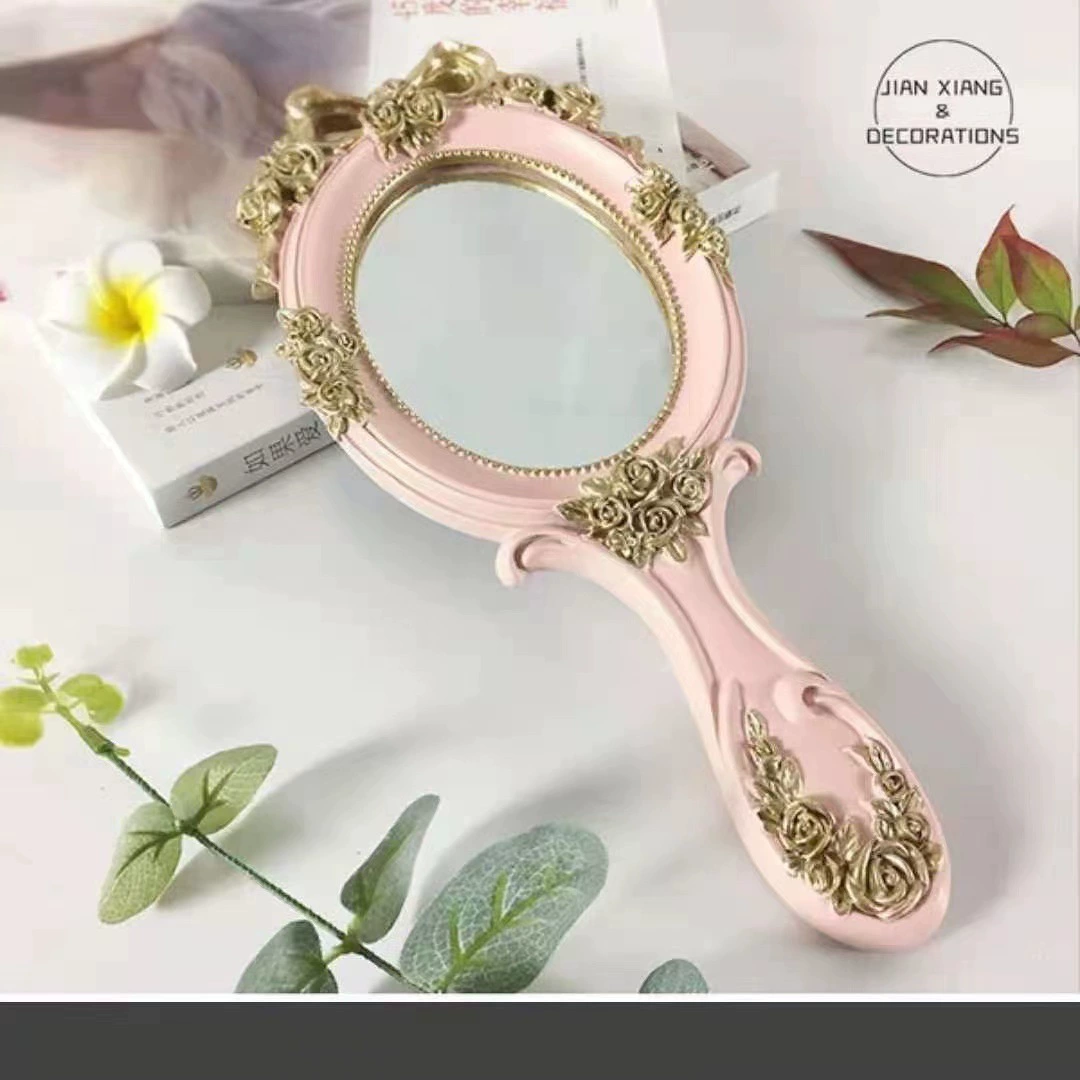 Европейский стиль ретро феникс перо классическая принцесса красота всегда кружево зеркало макияж ручка зеркало красота зеркало