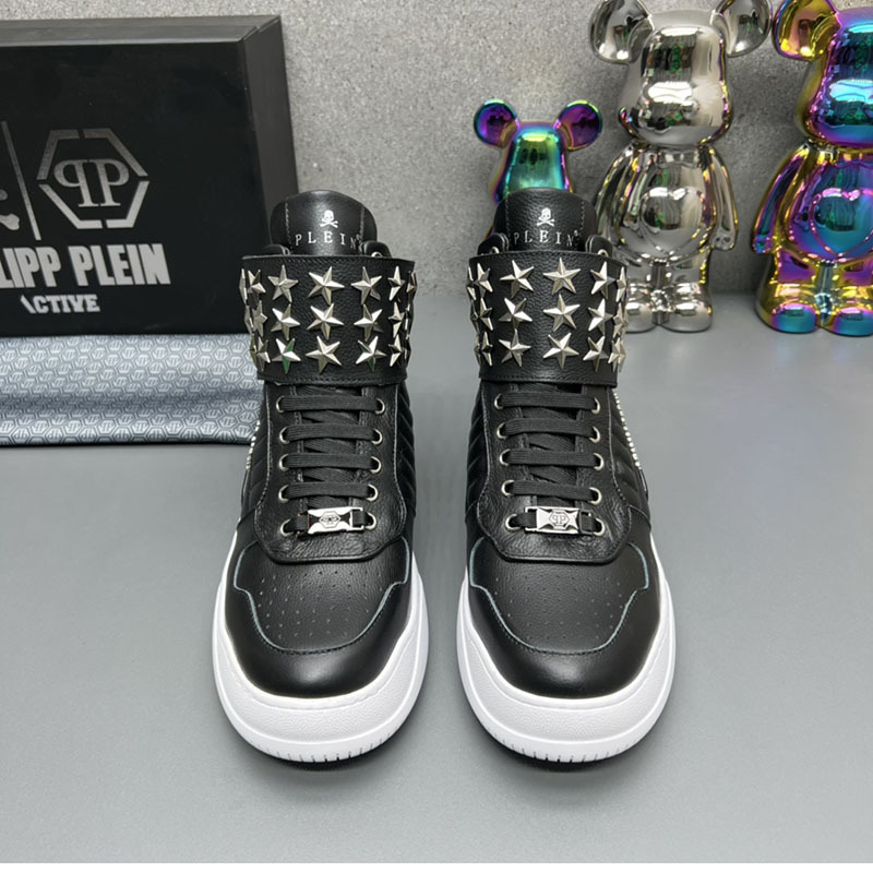 High-Top Men's Leather Shoes Luxury Trendy Brand Heavy Metal Fashion Casual Shoes European New Autumn Winter Sneakers Men