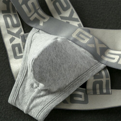 New Product Men's A-Style Cotton Sexy Classic Design Cross Double D-Gap Post-Hole Low-Waist Triangle Pants