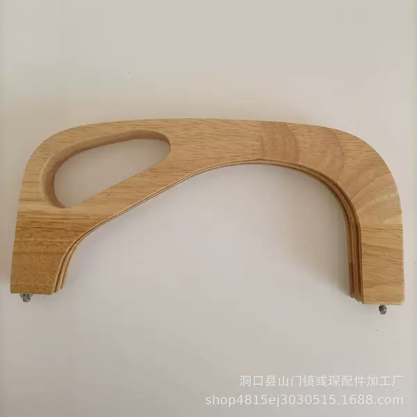 Factory wholesale luggage accessories solid wood handle double bead square mouth gold clip solid wood handle DIY handmade bag