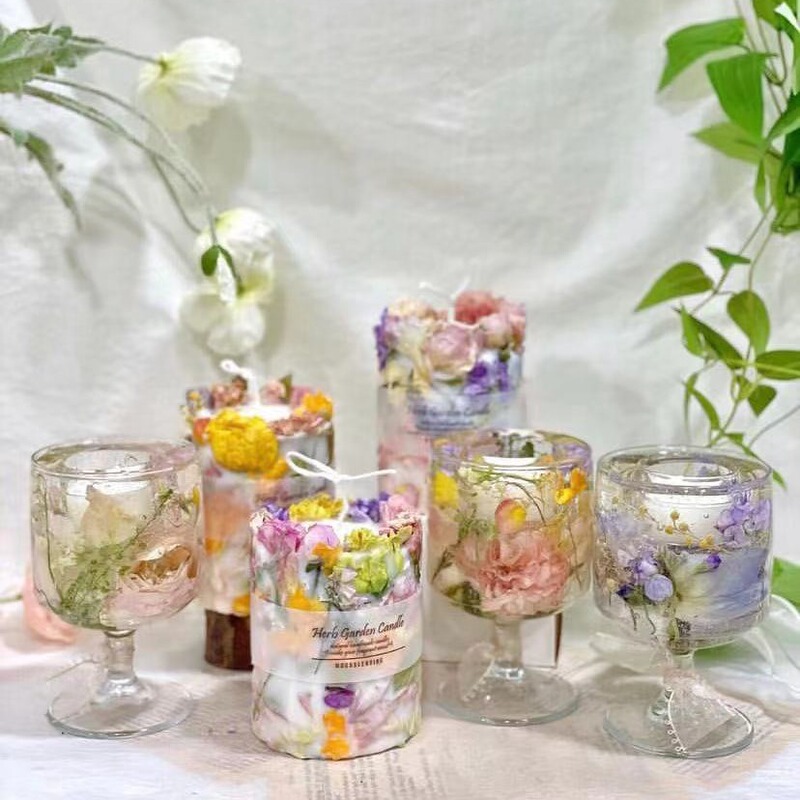 跨境ins圆柱永生花干花玫瑰花压花香薰蜡烛大豆蜡摆件礼家居装饰|undefined