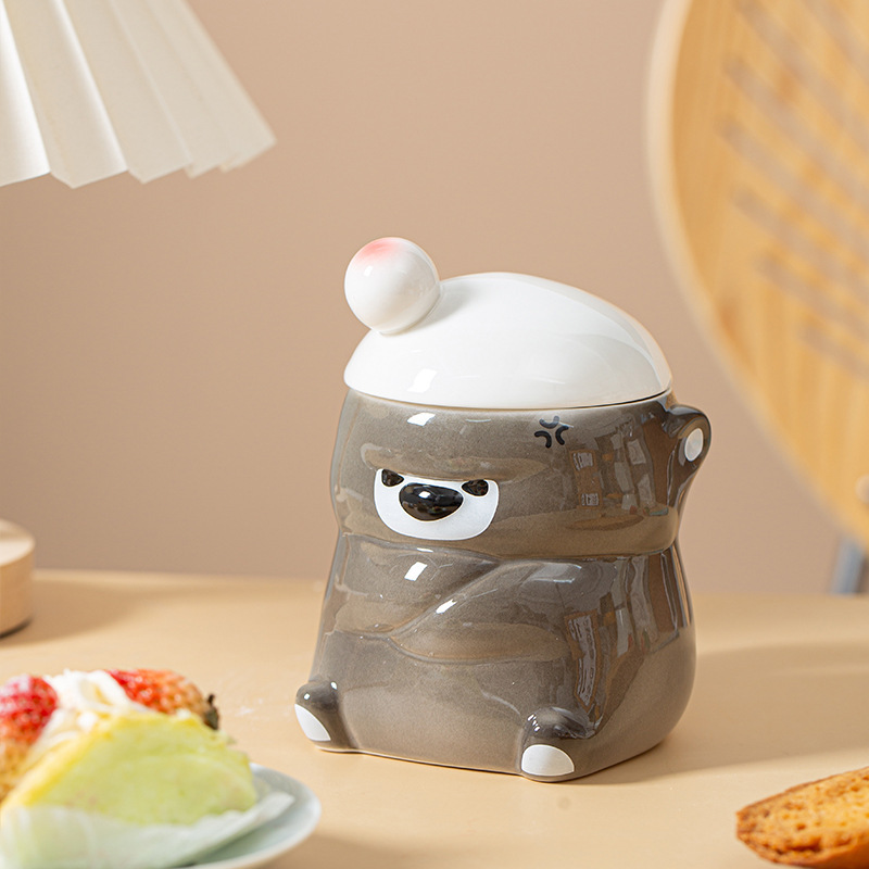 Tazas de cerámica de leche de cabeza plana, tazas de café de dibujos animados, tazas de agua de pareja, regalos de interés transfronterizo