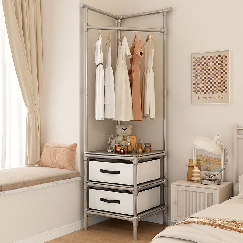 Corner Coat Rack, Bedroom Floor-Standing Clothes Hanging Artifact, Multi-Functional Clothes Drying Rack, Simple Clothes Hanger, Indoor Household Clothes Hanger