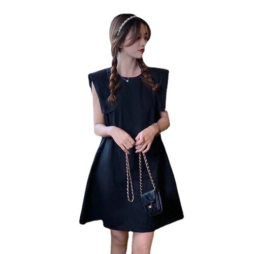 Ladies' Dress 2025 New Pure Color Elegant Body-Concealing Sleeveless A-Line Skirt Ins Small Figure Mature Style Dress Trendy