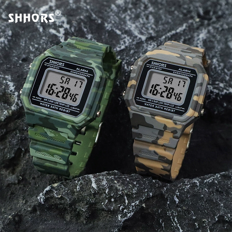 Святые обезьяны Shohors камуфляж Cool Hyun электронный Electronic Onight Alarm Молодежный студент электронные часы