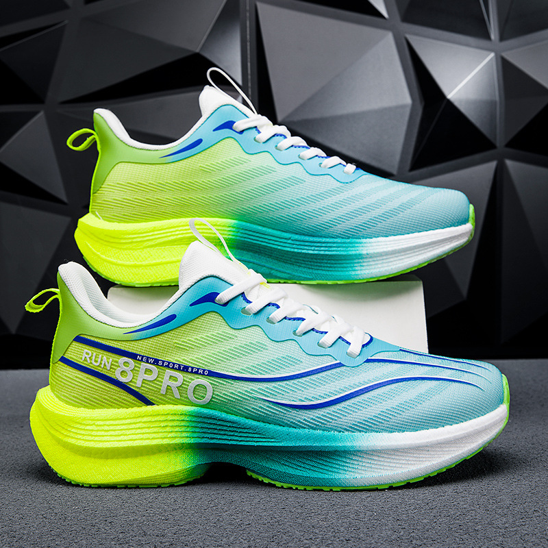 National Trendy Youth Superlight Flying Malla tejida transpirable Zapatos para correr Hombres y mujeres con amortiguación Palomitas de maíz Zapatos deportivos de suela blanda