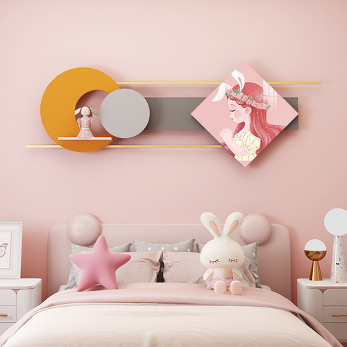 High-end creative children's room wall hanging 3D combination decorative painting restaurant wall decoration crystal porcelain painting wall ornament shelf