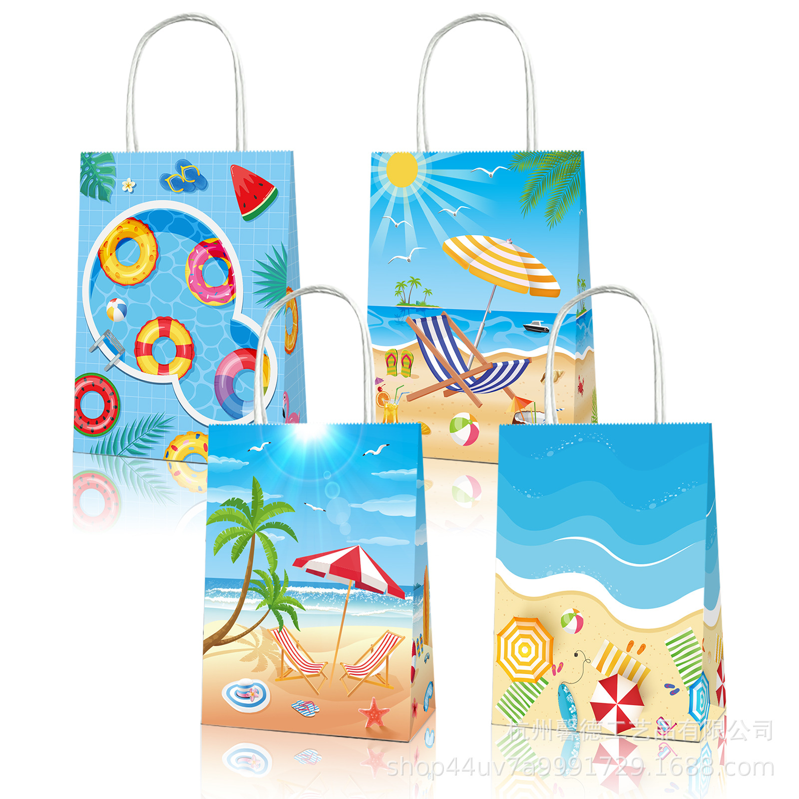 BD085 Amazon verano Silla de playa piscina anillo de natación jugo de coco sombrilla partido bolso de papel Kraft
