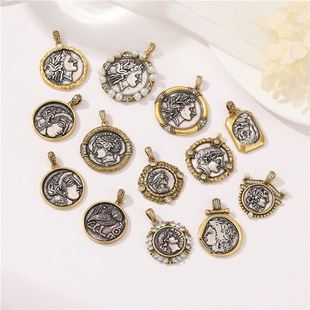 Amazon Explosions Cross-border Greek and Roman Retro Old Figure Relief Pendant Necklace DIY Jewelry Accessories