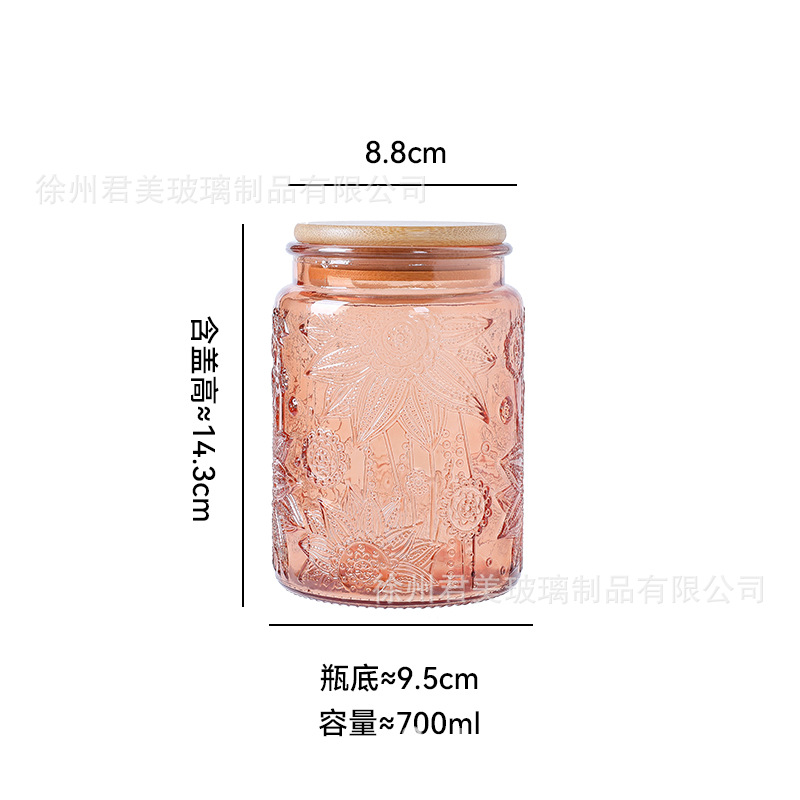 700ml tanque de almacenamiento de vidrio colorido begonia cocina casera granos de café té granos de granos latas de sellado al por mayor