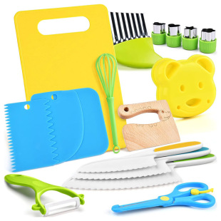 Amazon Spot Kitchen Gadget Set Children's Plastic Knife Early Education Anti-Cut Hand Serrated Knife Potato Cutting Board