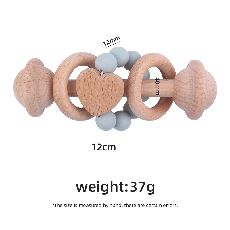Juguete para niños creativo Beech teether bebé amor mano agarre sonajero cuentas de silicona bebé ejercicio interactivo mordedor palo