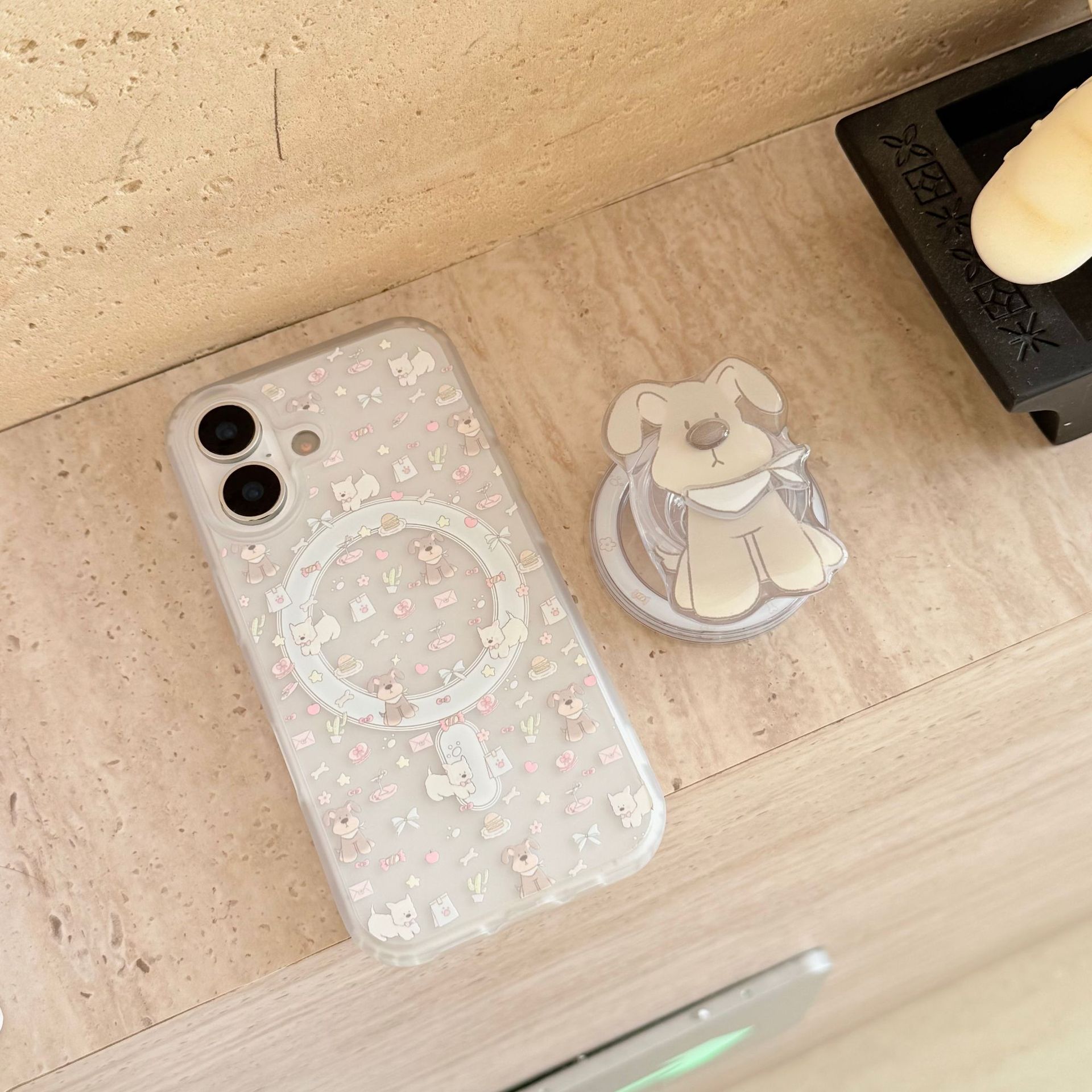 El cachorro de arco de pantalla completa lindo de nicho es adecuado para Apple 16ProMax funda para teléfono móvil 15Pro magnético 14/13 hembra