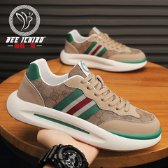 《蜜蜂一狼》品牌男鞋四季休閒運動潮流百搭情侶款真皮厚底老爹鞋