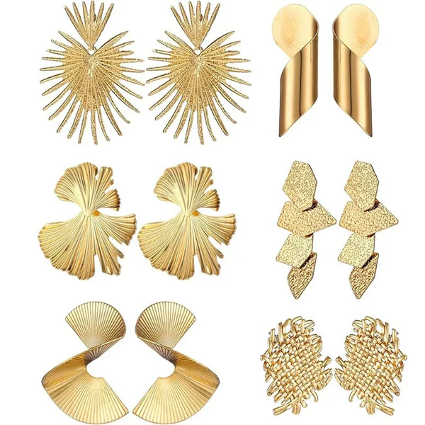 Personalized fashion earring combination Ginkgo biloba spiral earring 6 suit cross-border jewelry cold wind